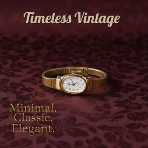 Timex Vintage Gold Watch – Classic Oval Face – Effortless Chic